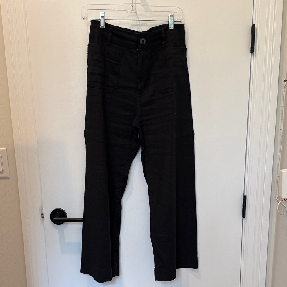 The Colette Crop High-Rise Wide-Leg Linen Blend Pants by Maeve